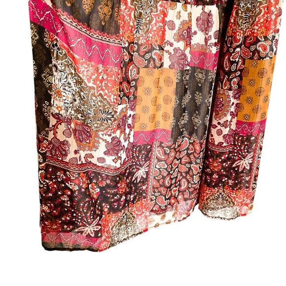 Piper and Scoot Pink Red Paisley Bohemian Sleeveless Maxi Dress Size XS - Picture 7 of 9